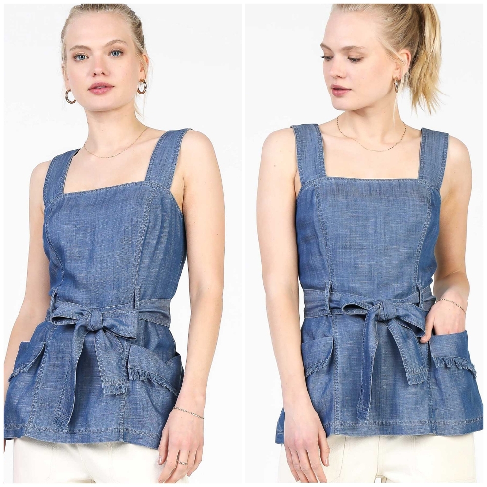 CURRENT AIR Anthropologie Chambray Top - Picture 4 of 5